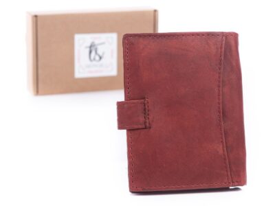 Pionowy portfel męski skórzany ciemnobrązowy zapinany na zatrzask WILD - obrazek 2