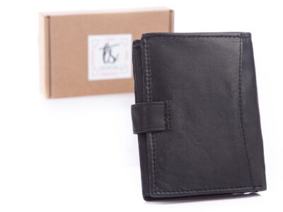 Pionowy portfel męski skórzany czarny zapinany na zatrzask WILD - obrazek 2