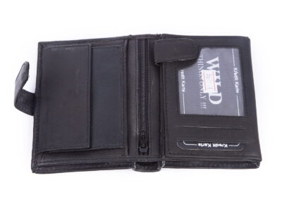 Pionowy portfel męski skórzany czarny zapinany na zatrzask WILD - obrazek 3