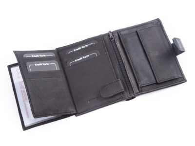 Pionowy portfel męski skórzany czarny zapinany na zatrzask WILD - obrazek 5