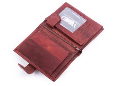 Pionowy portfel męski skórzany ciemnobrązowy zapinany na zatrzask WILD - obrazek 4