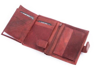 Pionowy portfel męski skórzany ciemnobrązowy zapinany na zatrzask WILD - obrazek 6