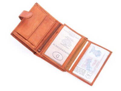 Pionowy portfel męski skórzany jasnobrązowy zapinany na zatrzask WILD - obrazek 5