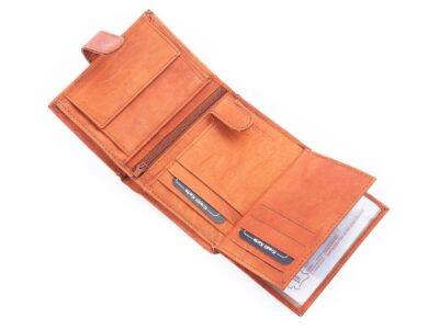 Pionowy portfel męski skórzany jasnobrązowy zapinany na zatrzask WILD - obrazek 6