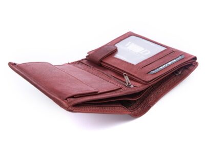 Pionowy portfel męski skórzany ciemnobrązowy trifold WILD - obrazek 3