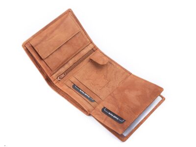 Pionowy portfel męski skórzany beżowy trifold WILD - obrazek 5