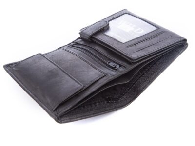 Pionowy portfel męski skórzany czarny trifold WILD - obrazek 3