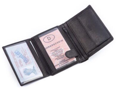 Pionowy portfel męski skórzany czarny trifold WILD - obrazek 5