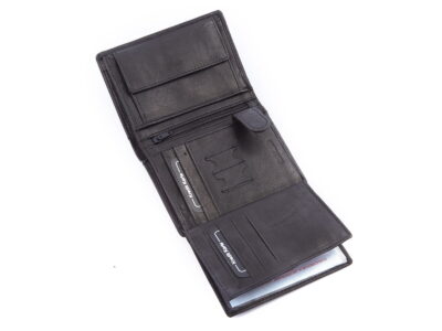 Pionowy portfel męski skórzany czarny trifold WILD - obrazek 6
