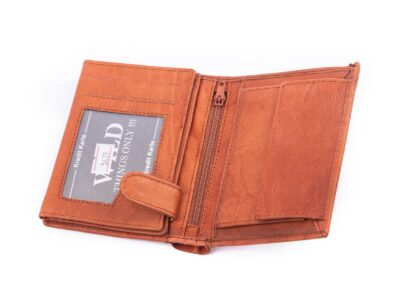 Pionowy portfel męski skórzany brązowy trifold WILD - obrazek 4