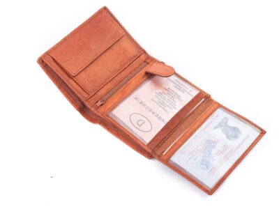 Pionowy portfel męski skórzany brązowy trifold WILD - obrazek 5