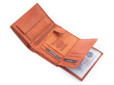 Pionowy portfel męski skórzany brązowy trifold WILD - obrazek 6