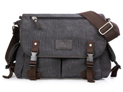 Dużą torba męska na ramię w stylu retro SERGEJ z szarego Canvasu