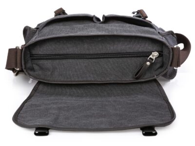 Bezpieczna torba męska na ramię z klapą i pojemną kieszenią główną na uczelnię