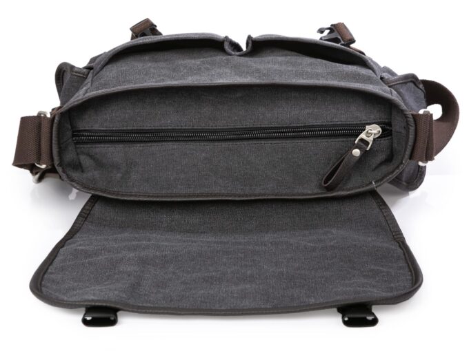 Bezpieczna torba męska na ramię z klapą i pojemną kieszenią główną na uczelnię