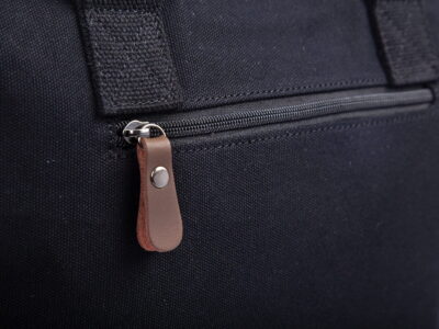 Elegancka płócienna torba do pracy A4 na laptopa czarna SERGEJ MO&Y - obrazek 5