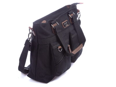 Elegancka płócienna torba do pracy A4 na laptopa czarna SERGEJ MO&Y - obrazek 6