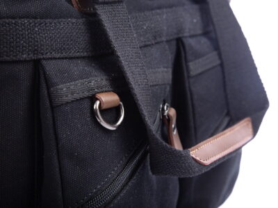 Elegancka płócienna torba do pracy A4 na laptopa czarna SERGEJ MO&Y - obrazek 7