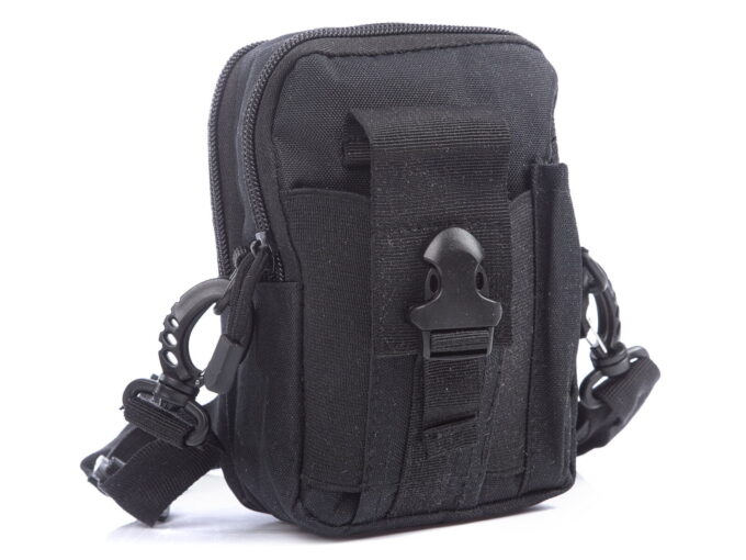 Czarna saszetka materiałowa do paska od spodni wojskowa