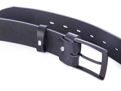 Bardzo długi pasek męski do spodni z grubej skóry naturalnej XXL czarny SERGEJ - obrazek 7