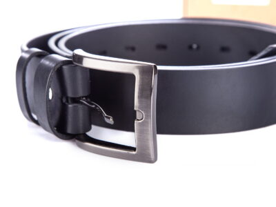 Pasek męski do spodni z grubej skóry naturalnej czarny SERGEJ 140 cm - obrazek 4