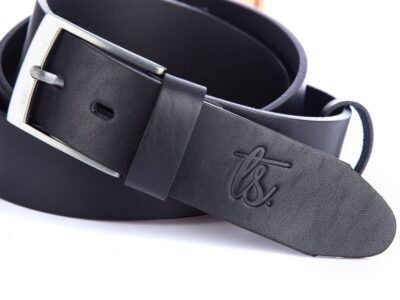 Bardzo długi pasek męski do spodni z grubej skóry naturalnej XXL czarny SERGEJ - obrazek 4