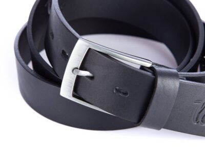 Bardzo długi pasek męski do spodni z grubej skóry naturalnej XXL czarny SERGEJ - obrazek 5