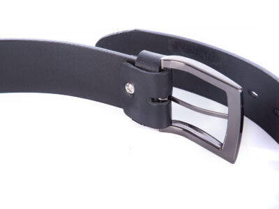 Pasek męski do spodni z grubej skóry naturalnej czarny SERGEJ 140 cm - obrazek 7