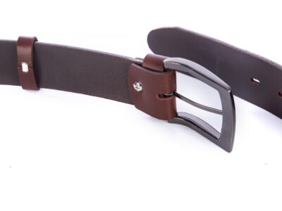 Pasek męski do spodni z grubej skóry naturalnej brązowy SERGEJ 140 cm - obrazek 6