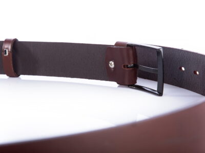 Bardzo długi pasek męski do spodni z grubej skóry naturalnej XXL brązowy SERGEJ - obrazek 6