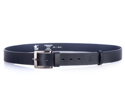 Bardzo długi granatowy pasek męski do spodni ze skóry naturalnej