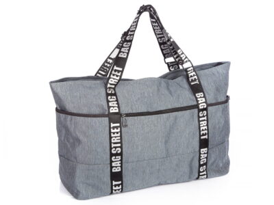 Szara torba podręczna do samolotu duża materiałowa nieprzemakalna