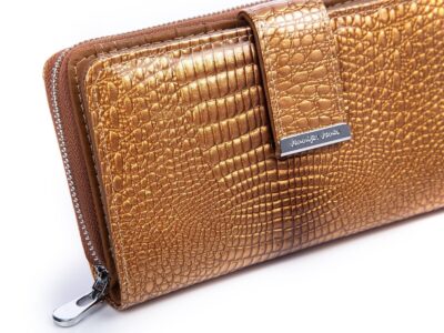 Portfel damski skórzany złoty RFID Jennifer Jones - obrazek 2