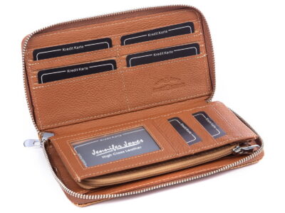 Portfel damski kopertowy lakierowany złoty Jennifer Jones - obrazek 3