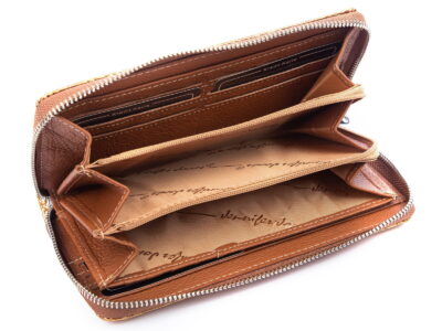 Portfel damski kopertowy lakierowany złoty Jennifer Jones - obrazek 5