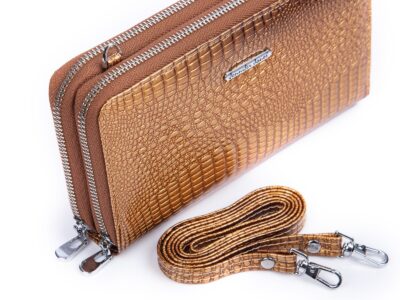 Portfel damski z paskiem na ramię złoty lakier Jennifer Jones - obrazek 2