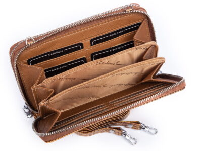 Portfel damski z paskiem na ramię złoty lakier Jennifer Jones - obrazek 4