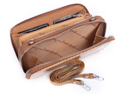 Portfel damski z paskiem na ramię złoty lakier Jennifer Jones - obrazek 5