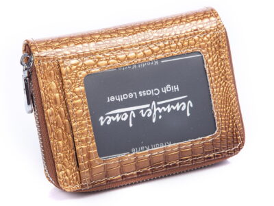 Mały portfel damski lakierowany złoty Jennifer Jones - obrazek 2