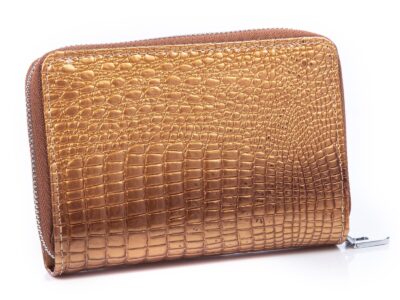 Złoty portfel damski lakierowany średni Jennifer Jones - obrazek 2