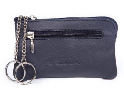 Granatowe skórzane etui na klucze Bag Street miękkie na zamek