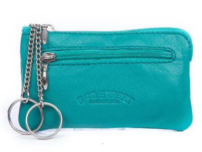 Turkusowe etui na klucze z miękkiej skóry naturalnej