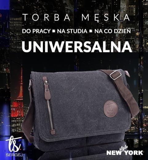 Reklama torby męskiej na ramię SERGEJ New York
