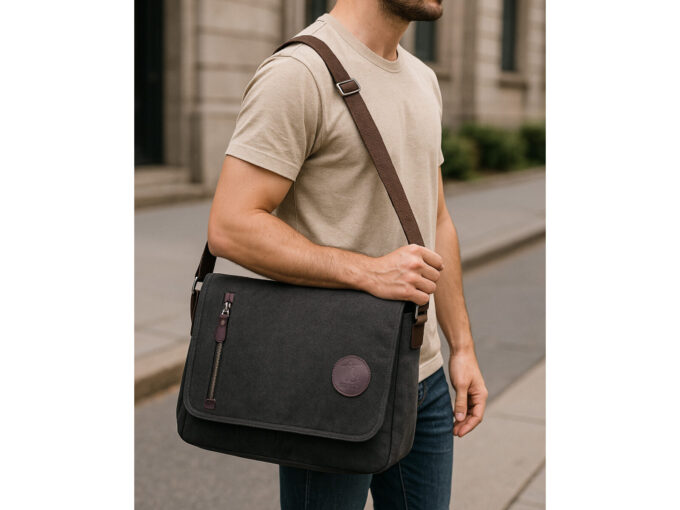 Torba męska na ramię z klapą studencka SERGEJ