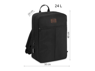 ZAGATTO Czarny plecak podróżny do samolotu 40x30x20 cm z portem USB - obrazek 3