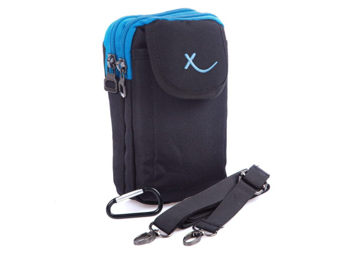 Saszetka męska do spodni czarno-niebieska 2-komorowa