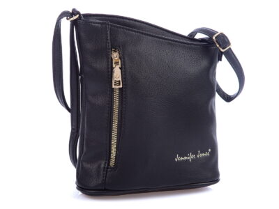 Mała czarna torebka wizytowa Jennifer Jones ze złotymi elementami