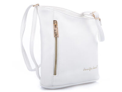 Mała biała torebka damska Jennifer Jones ze złotymi elementami