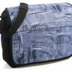 Miejska torba na ramię z klapką z wzorem w jeans