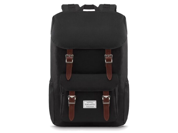 Czarny plecak retro Zagatto na studia A4